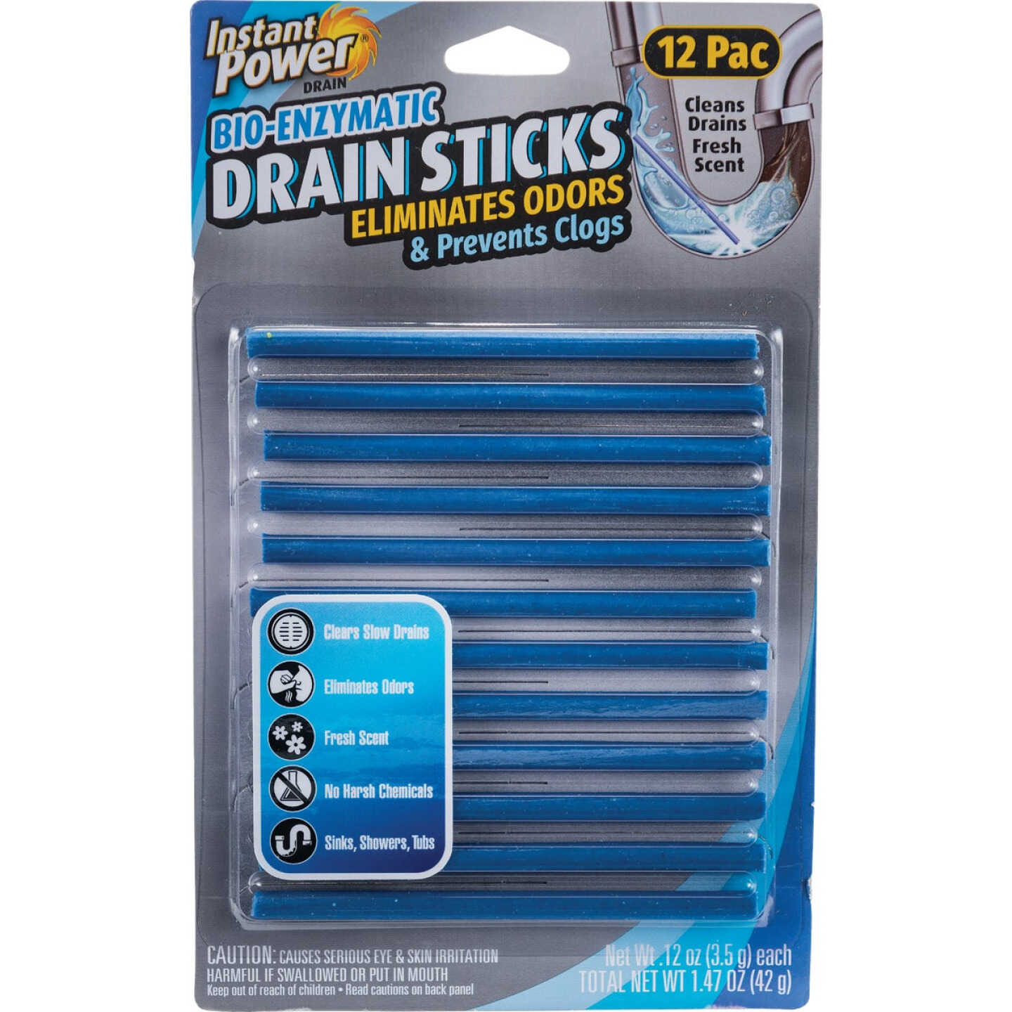 Instant Power Bio-Enzymatic Sticks Drain Cleaner (12-Pack) Image 1