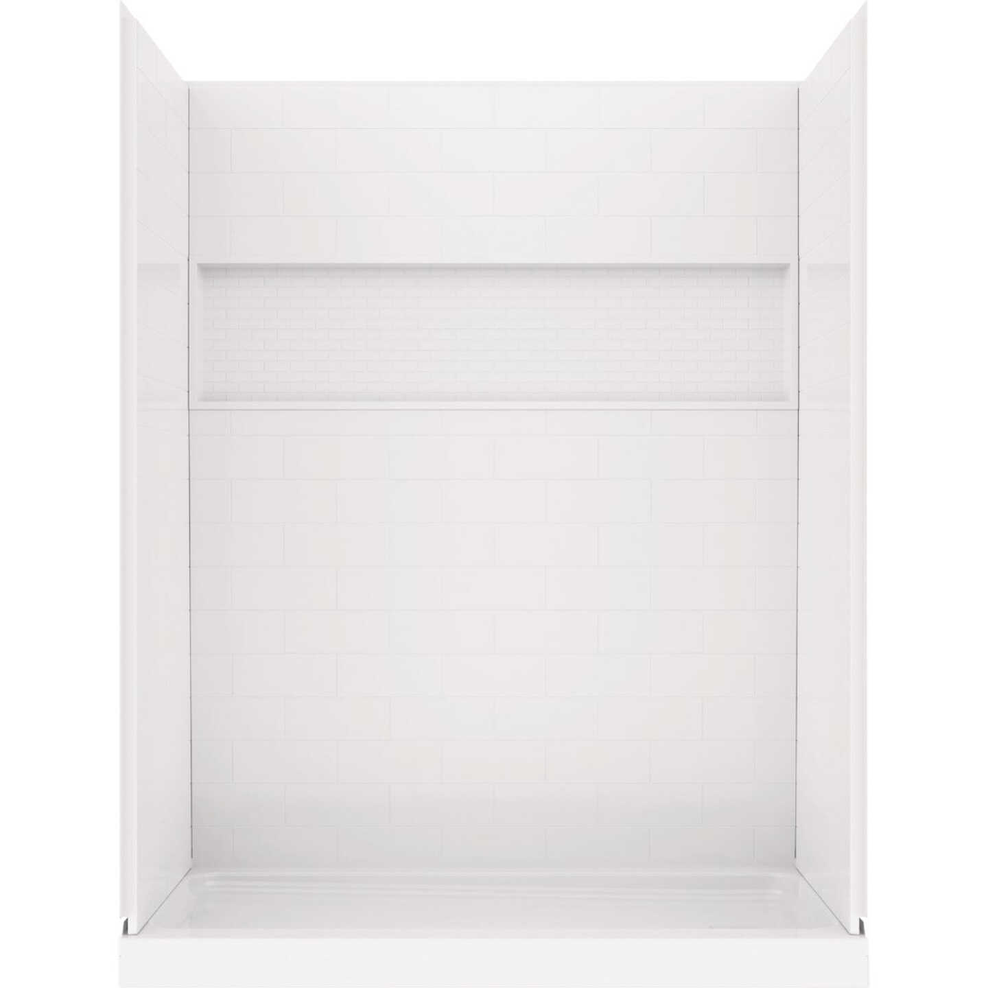 Bootz NexTile 6032 60 In. x 74 In. x 32 In. Direct-to-Stud Shower Wall Kit in White (4-Piece) Image 1