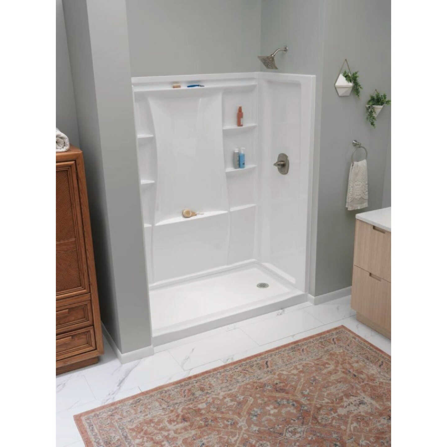 Delta Classic 500 60 In. x 32 In. Right Drain Shower Pan, White Image 2