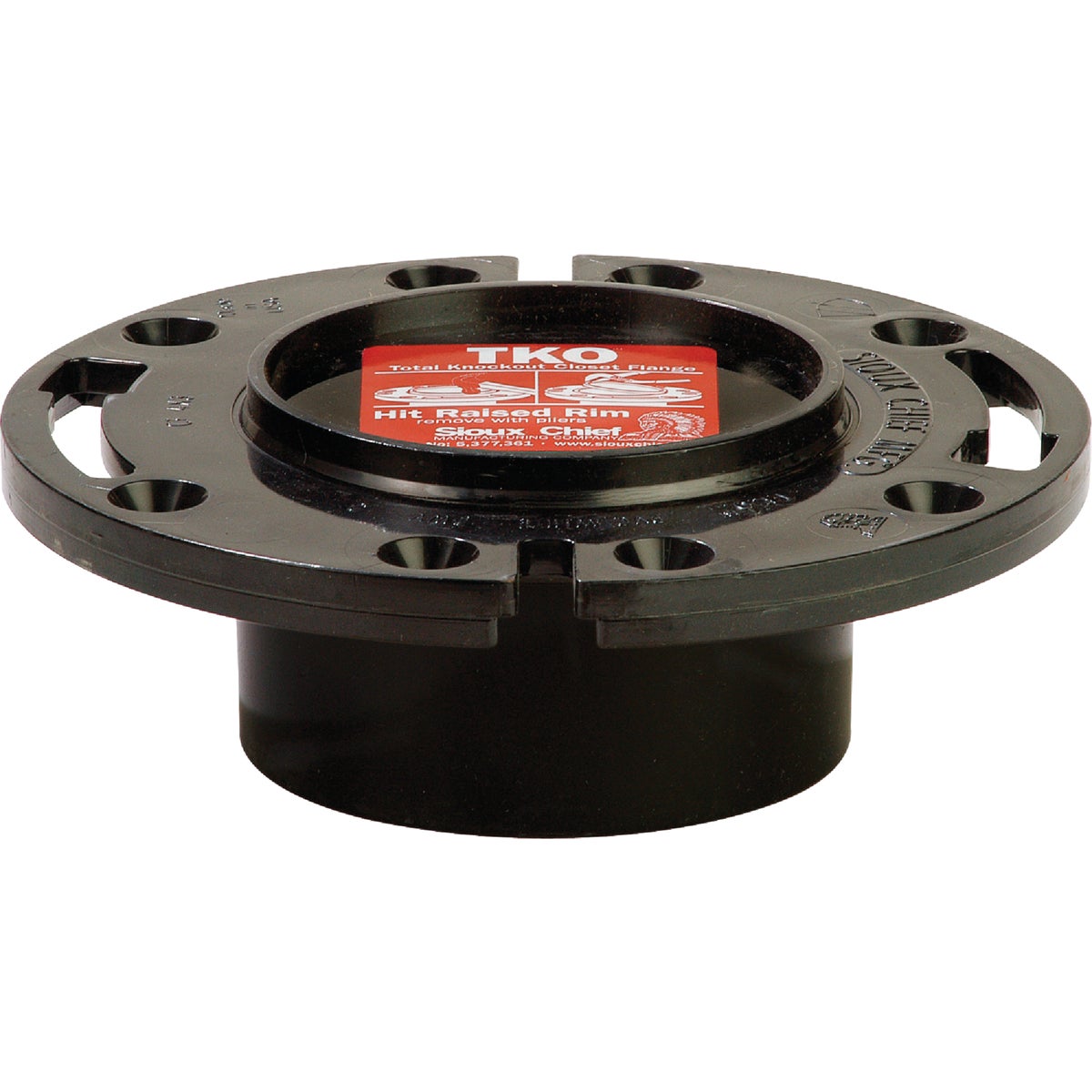 Sioux Chief Total Knockout 3 In. Hub/Inside 4 In. ABS Toilet Flange with 1-Piece Plastic Ring