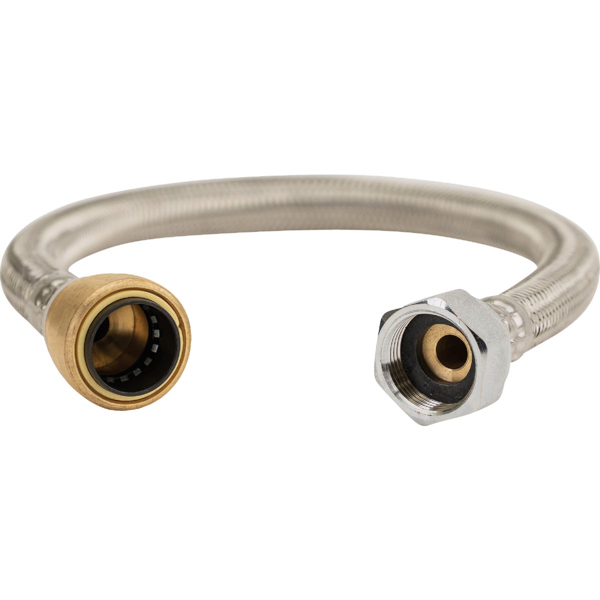 QuickFitting 3/4 In. Push-to-Connect x 3/4 In. FIP x 18 In. Braided Stainless Steel Water Heater Connector Hose