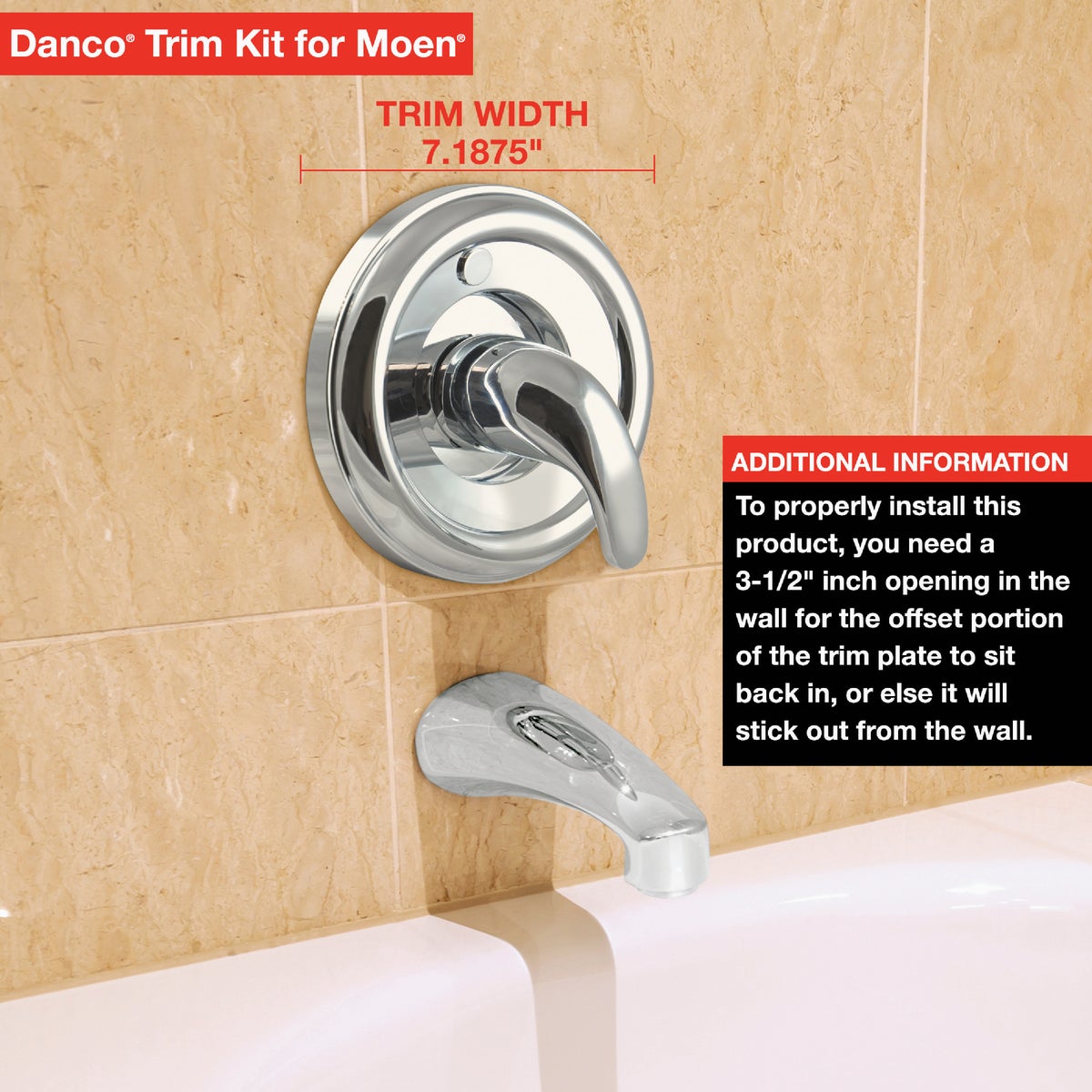 Danco Moen Lever and Knob Tub & Shower Trim Kit, Matte Black  Image 3
