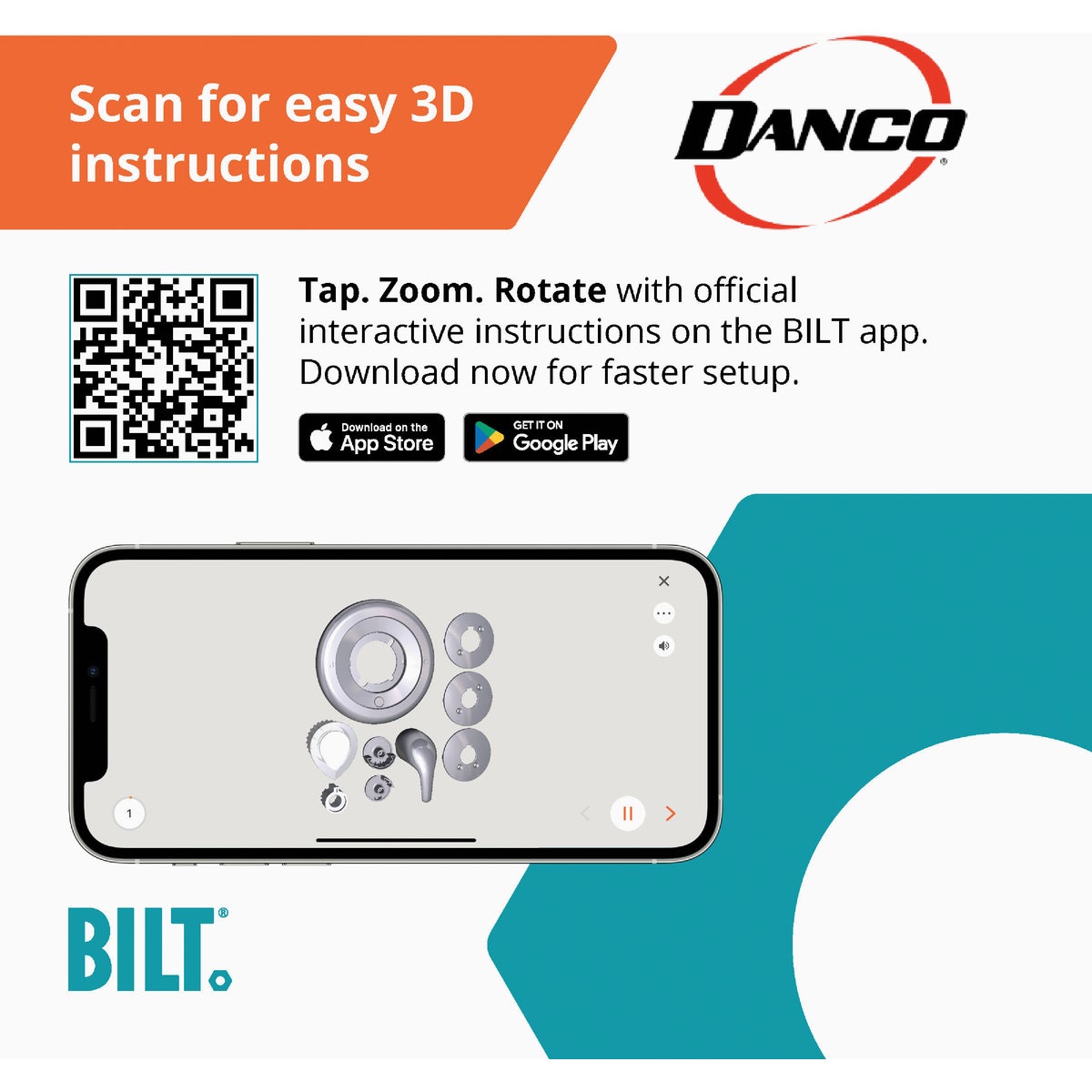 Danco Moen Lever and Knob Tub & Shower Trim Kit, Matte Black  Image 2