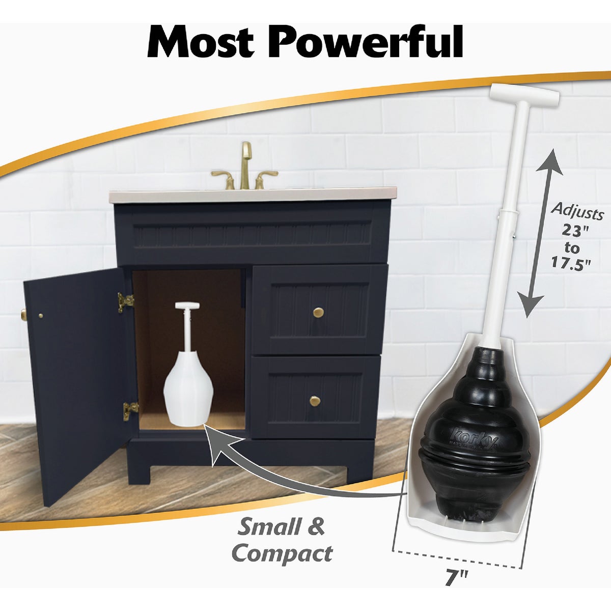 Korky Beehive Max HideAway Telescoping Plunger with Holder Image 3