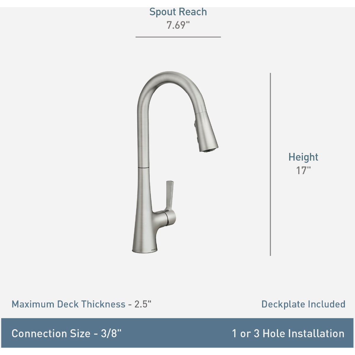 Moen Mikah Spot Resist Stainless One-Handle High Arc Pulldown Kitchen Faucet Image 2