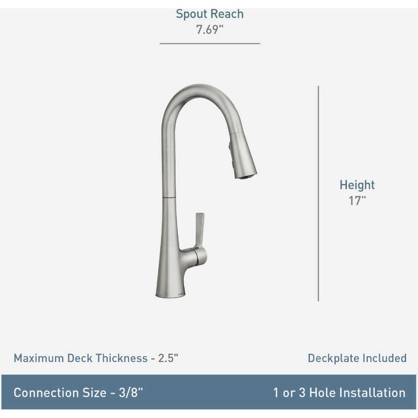 Moen Mikah Spot Resist Stainless One-Handle High Arc Pulldown Kitchen Faucet Image 2