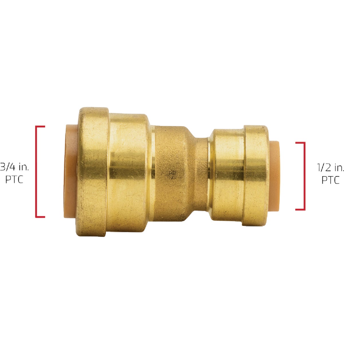 QuickFitting 3/4 In. x 1/2 In. Push-to-Connect Brass Reducing Coupling Image 6