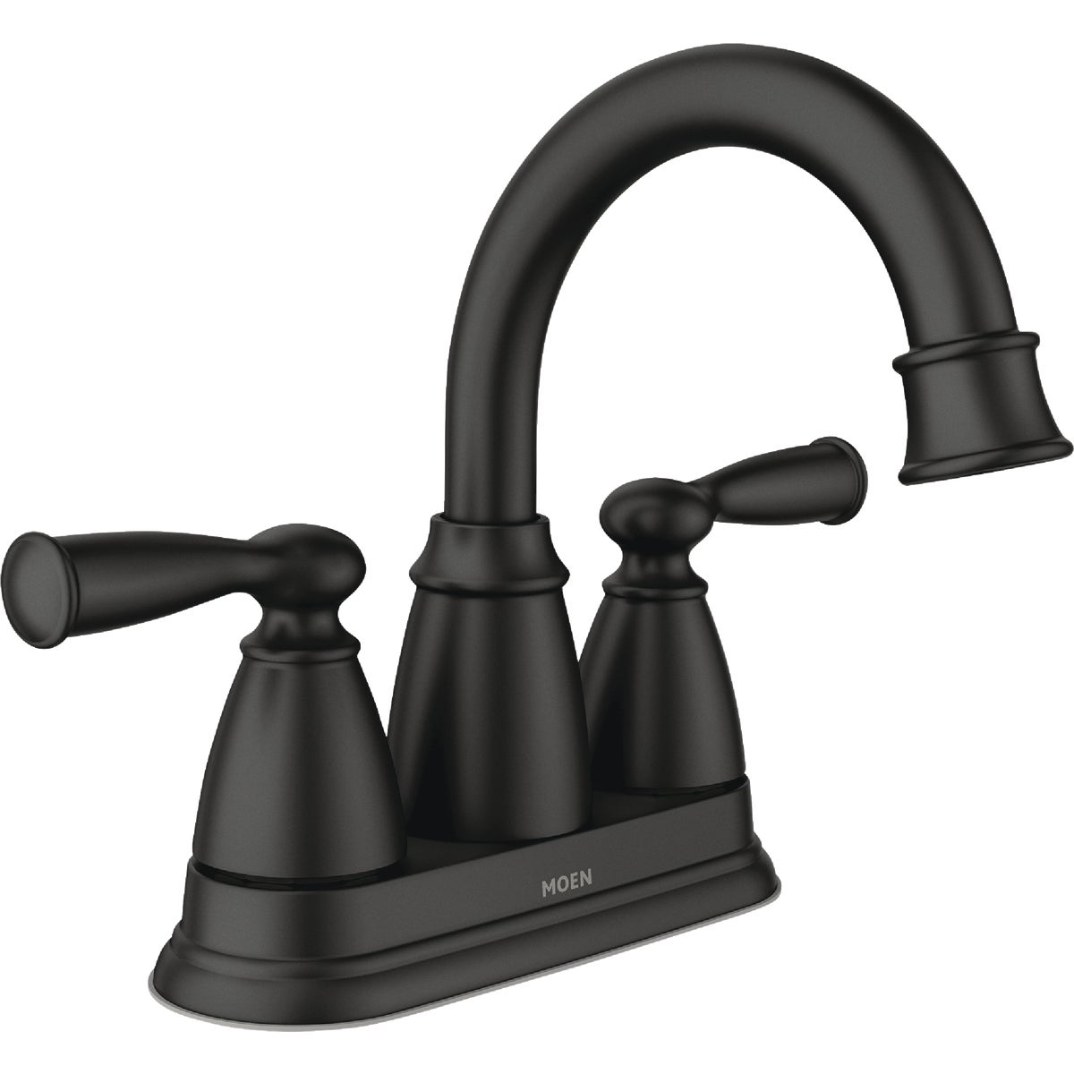 Moen Banbury 2-Handle Lever High Arc Centerset Bathroom Faucet with Push-Down, Matte Black Image 1