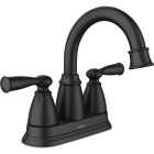 Moen Banbury 2-Handle Lever High Arc Centerset Bathroom Faucet with Push-Down, Matte Black Image 1