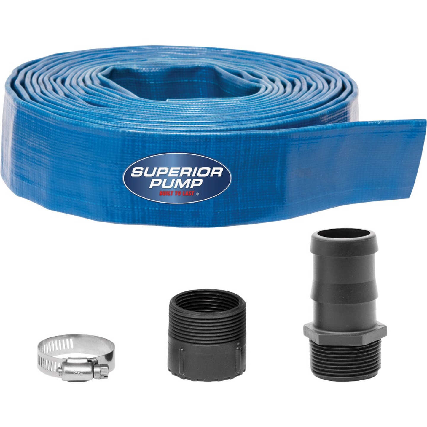 Superior Pump 1-1/2 In. Dia. x 25 Ft. L Lay-Flat Discharge Sump Pump Hose Kit Image 1