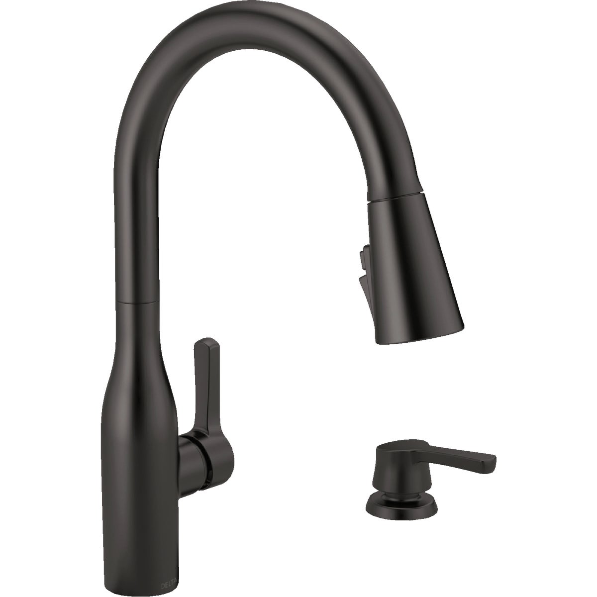 Delta Marca 1-Handle Pull-Down Kitchen Faucet with Soap Dispenser, Matte Black