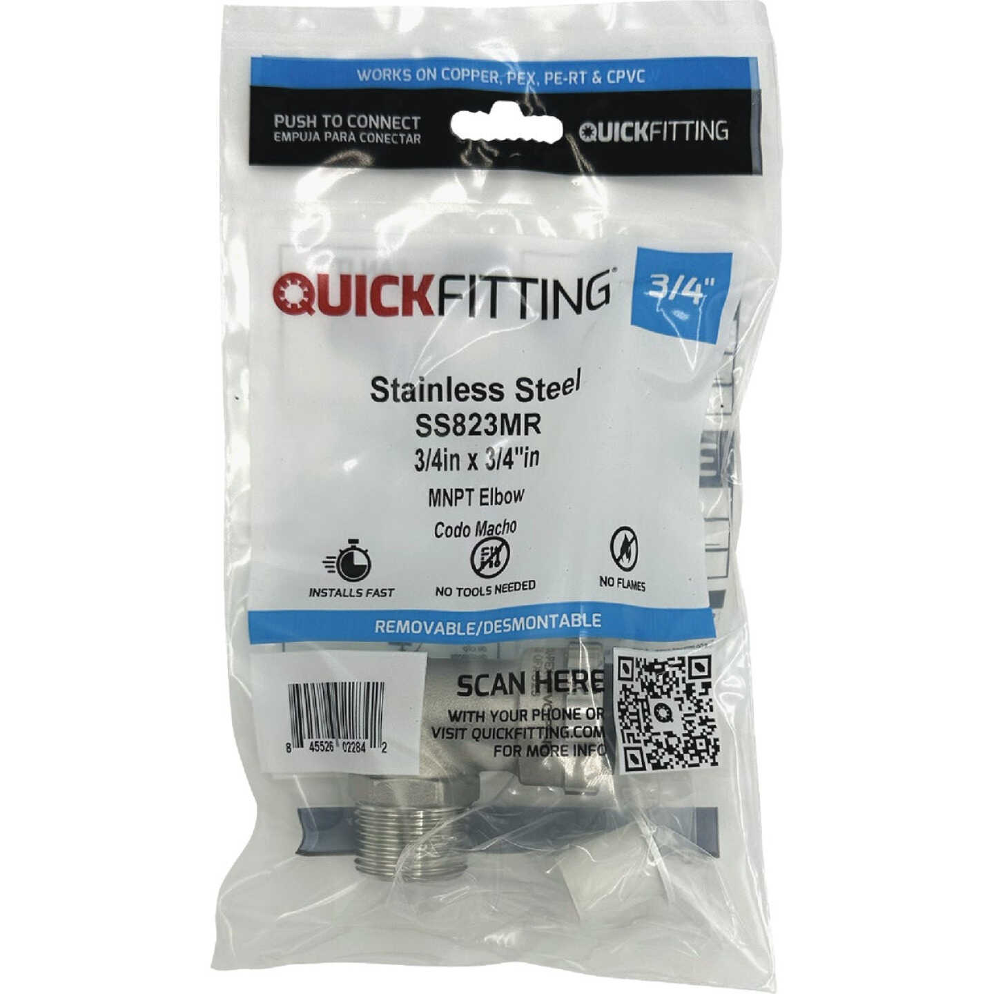 QuickFitting 3/4 In. Push-to-Connect x 3/4 In. MNPT Stainless Steel 90-Degree Elbow Image 3