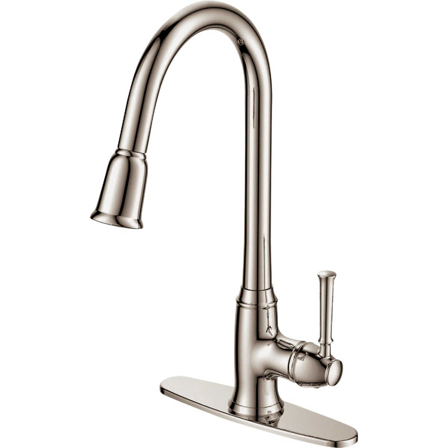 Compass Manufacturing 5129BN Brookfield 1-Handle Brushed Nickel Kitchen Faucet Image 1
