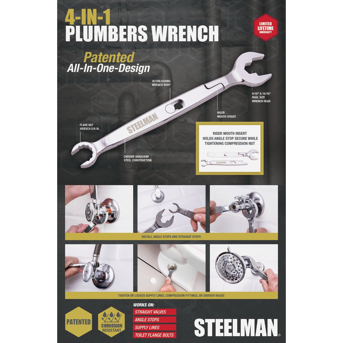 Steelman 4-in-1 Plumbers Wrench Image 2