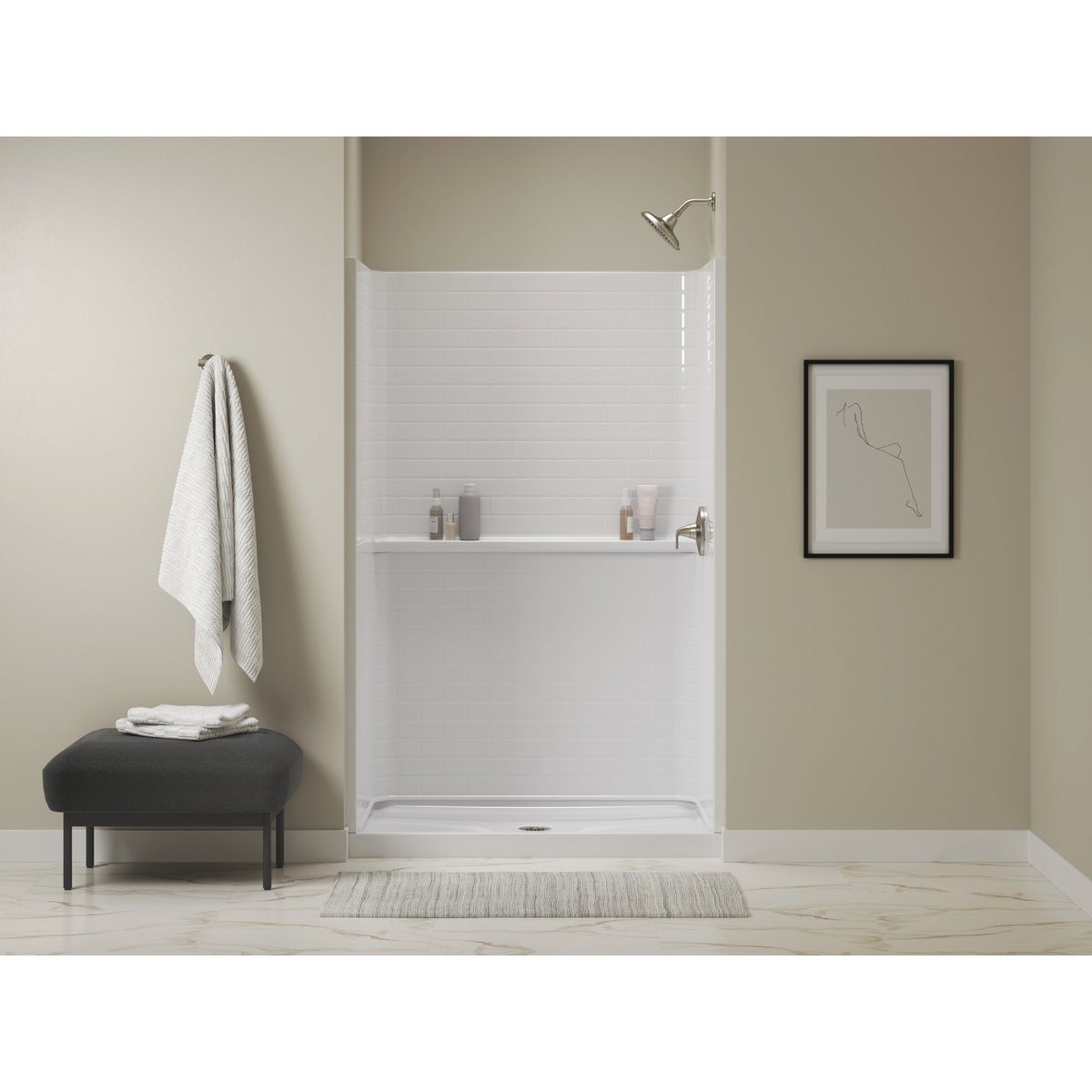 Sterling Traverse 34 In. x 72.25 In. Alcove Shower End Walls, White Image 2