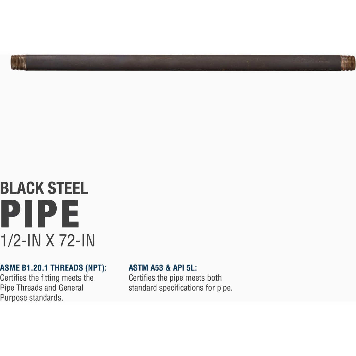 Southland 1/2 In. x 72 In. Carbon Steel Threaded Black Pipe Image 4