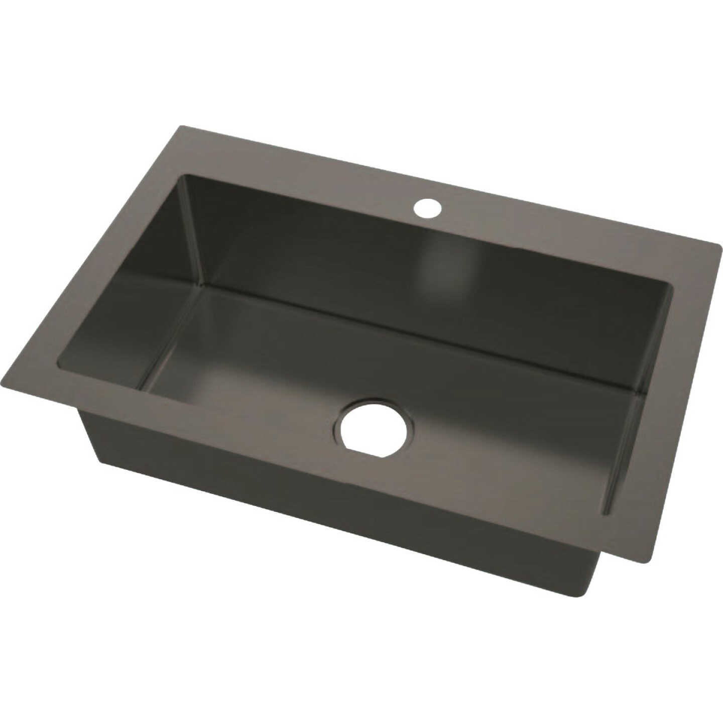 Compass Manufacturing Single Bowl 33 In. x 25 In. x 8 In. Black Stainless Dual Mount Sink Image 1