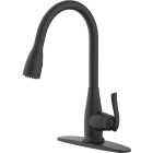 Home Impressions 1-Handle Metal Lever Pull-Down Kitchen Faucet, Matte Black Image 1
