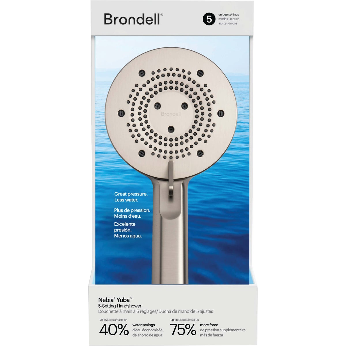 Brondell Nebia Yuba 5-Setting Handshower, Brushed Nickel Image 3