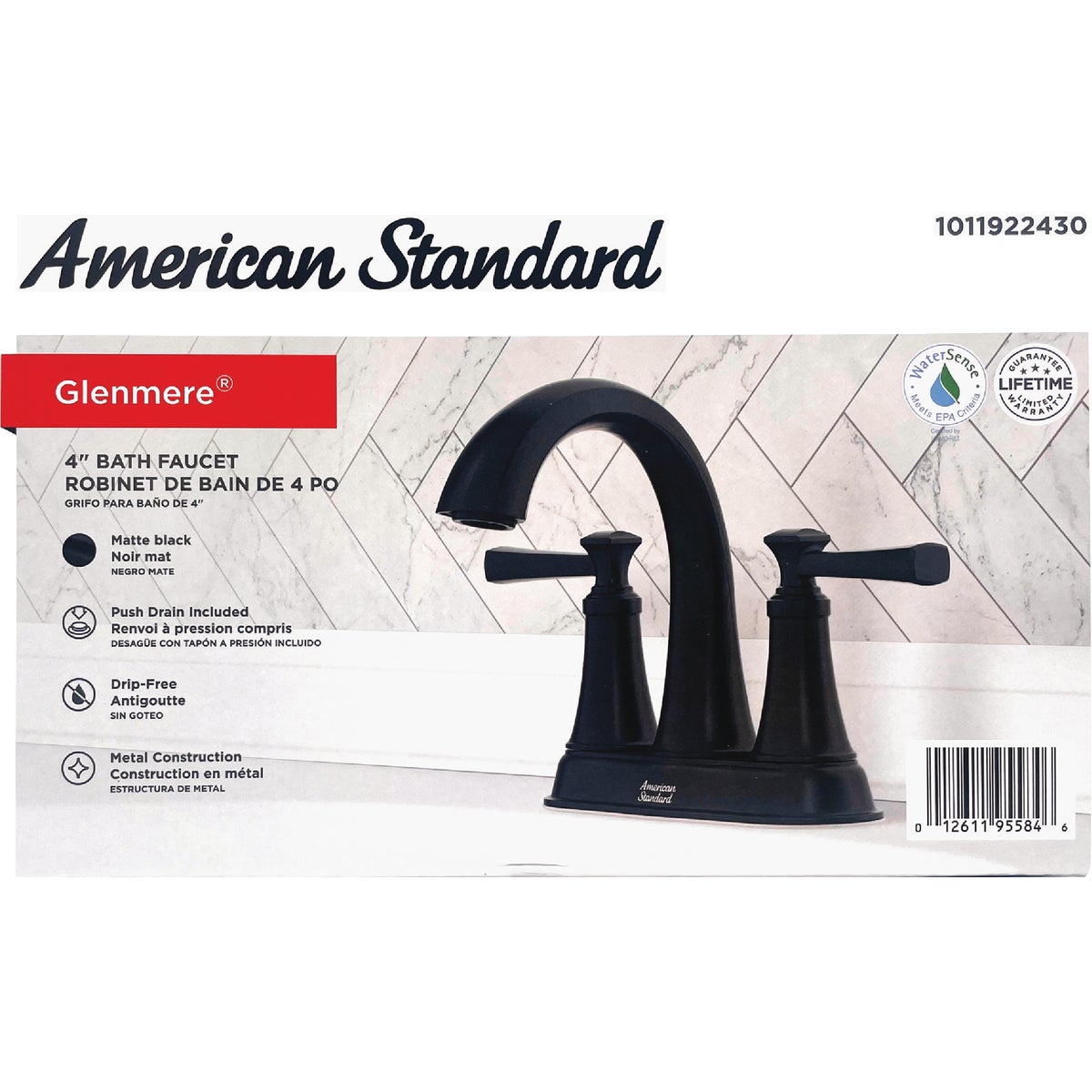 American Standard Glenmere Matte Black 2-Handle Lever 4 In. Centerset Bathroom Faucet with Pop-Up Image 6