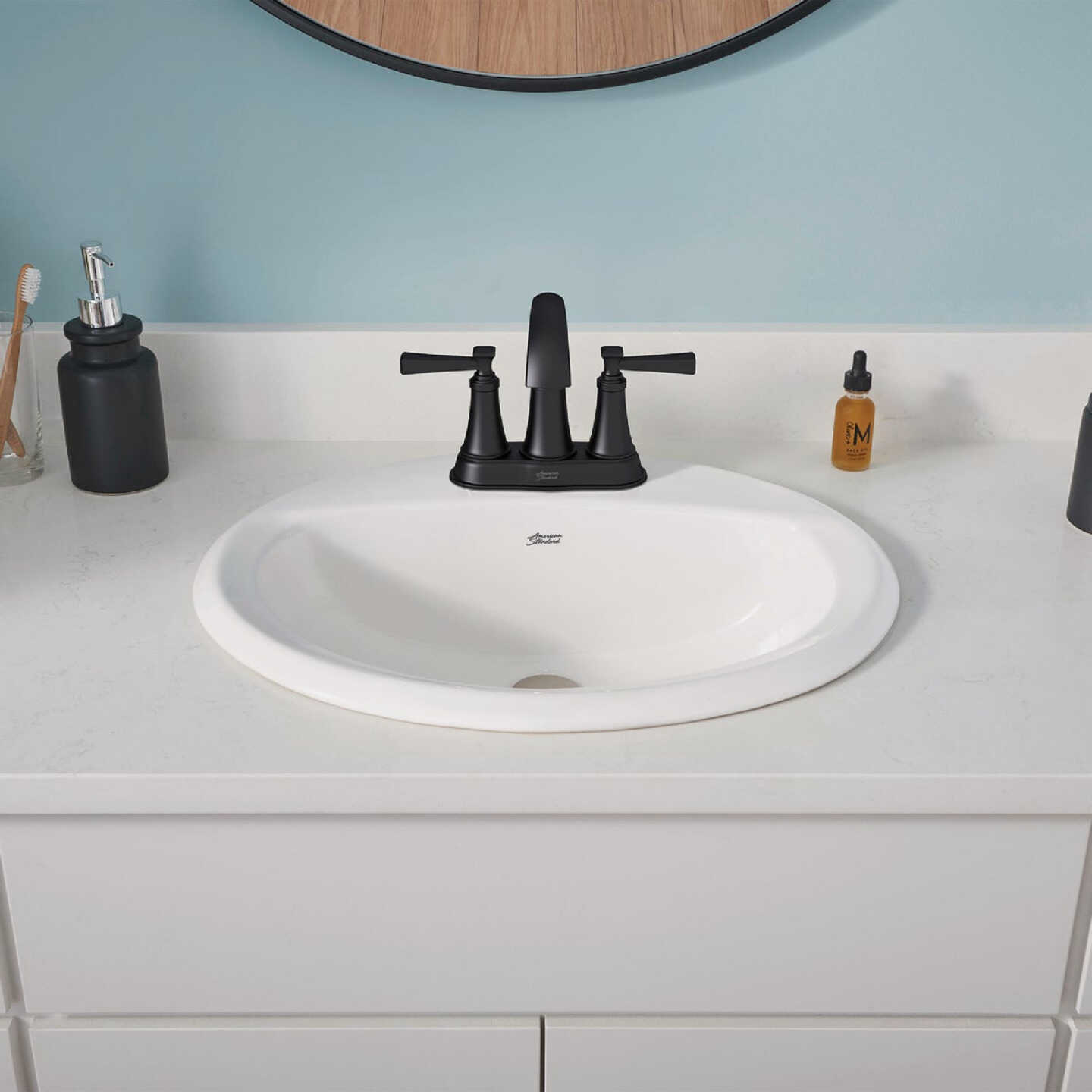 American Standard Glenmere Matte Black 2-Handle Lever 4 In. Centerset Bathroom Faucet with Pop-Up Image 4