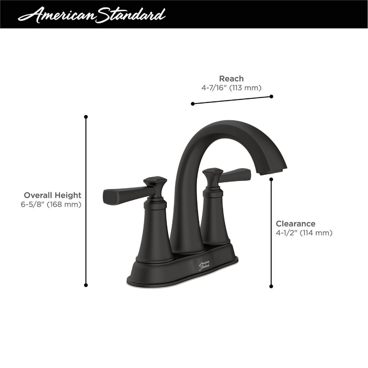 American Standard Glenmere Matte Black 2-Handle Lever 4 In. Centerset Bathroom Faucet with Pop-Up Image 5