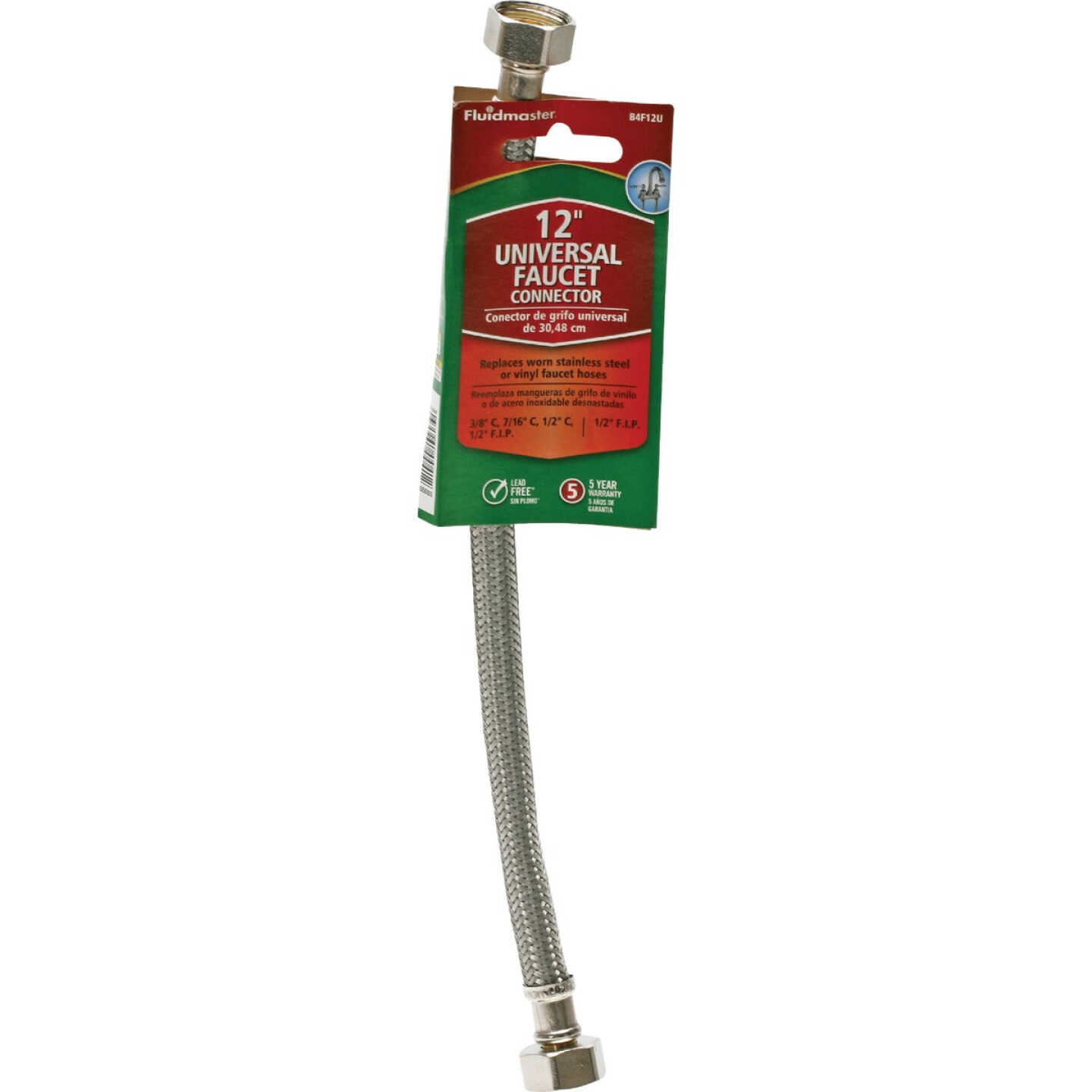 Fluidmaster Fits-All 12 In. L. Stainless Steel Faucet Connector Image 4