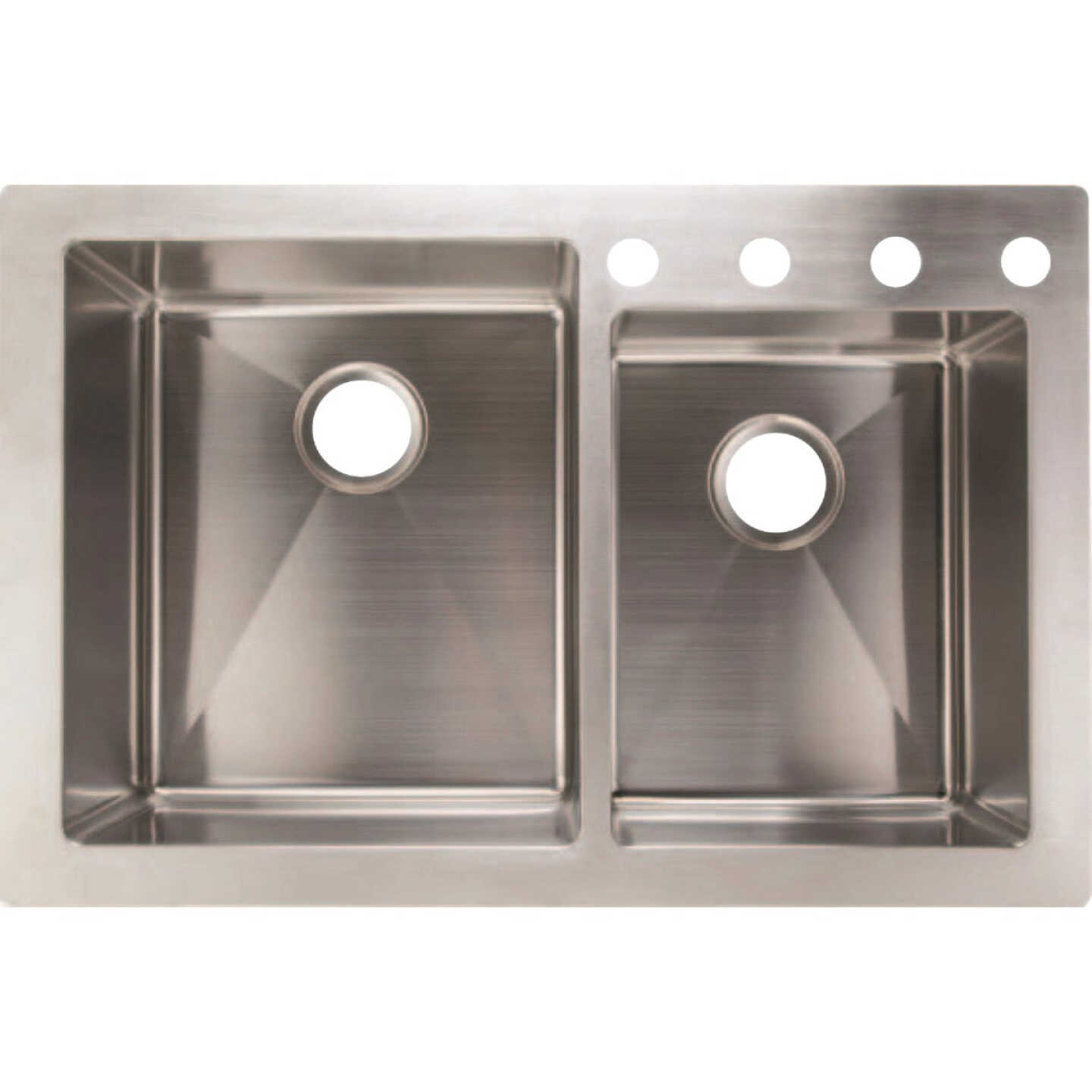 Compass Manufacturing 33 In. x 22 In. x 9 In./7 In. 60/40 Double Bowl Dual Mount Offset Kitchen Farm Sink Image 1