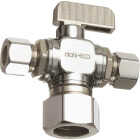 dahl 5/8 In. OD Comp (1/2 In. Nom.) x 3/8 In. OD Comp x 3/8 In. OD Comp Angle Plated Dual Outlet Supply Stop Image 1