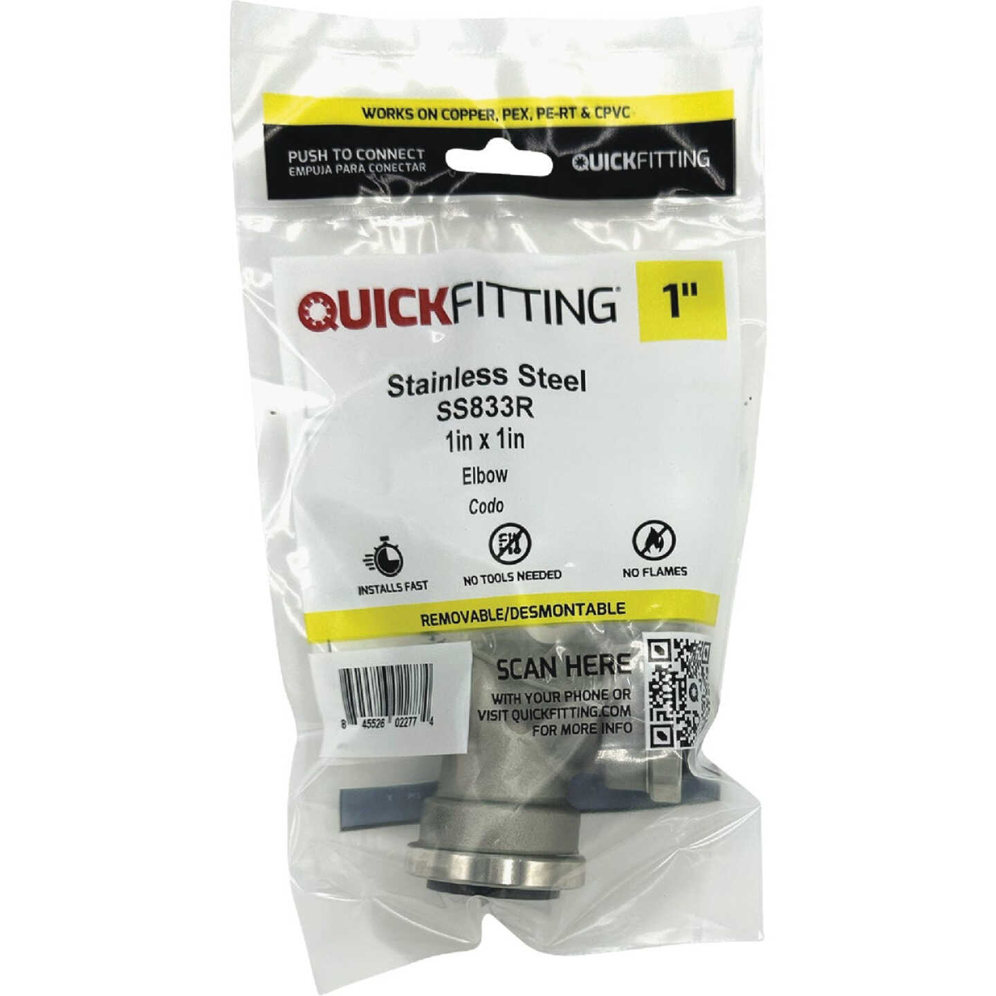 QuickFitting 1 In. x 1 In. Push-to-Connect Stainless Steel 90-Degree Elbow Image 3