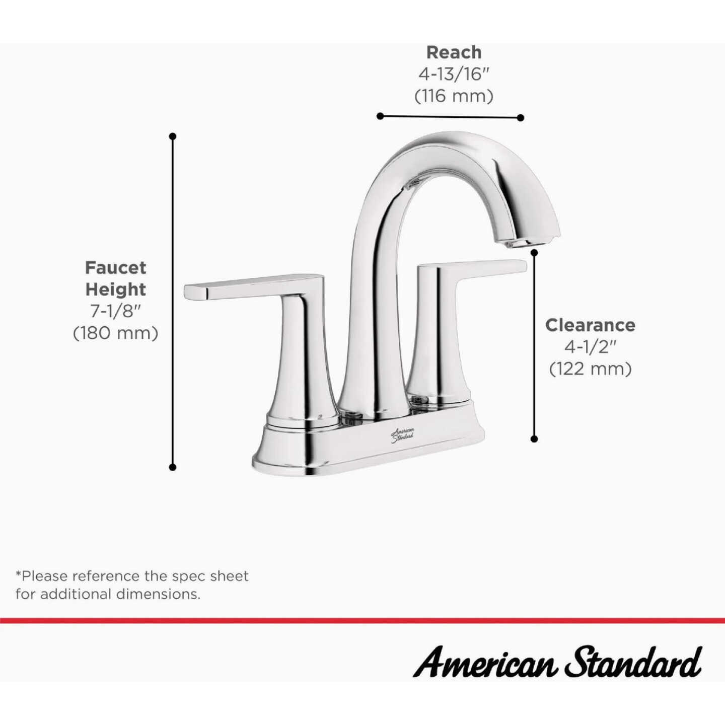 American Standard Becklow Brushed Nickel 2-Handle Lever 4 In. Centerset Hi-Arc Bathroom Faucet with Push Drain Image 4