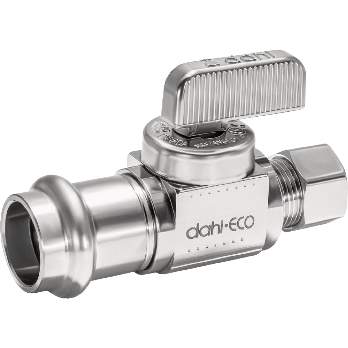 dahl 1/2 In. Female Press x 3/8 In. OD Comp Straight Plated Supply Stop Image 1
