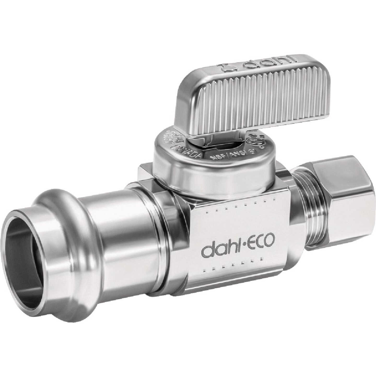 dahl 1/2 In. Female Press x 3/8 In. OD Comp Straight Plated Supply Stop Image 1