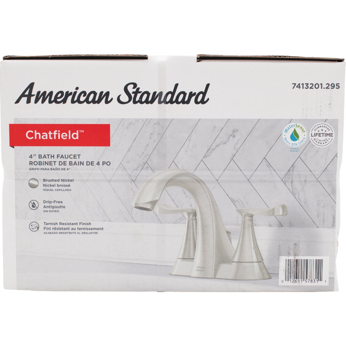 American Standard Chatfield Brushed Nickel 2-Handle Lever 4 In. Centerset Bathroom Faucet with Pop-Up Image 4