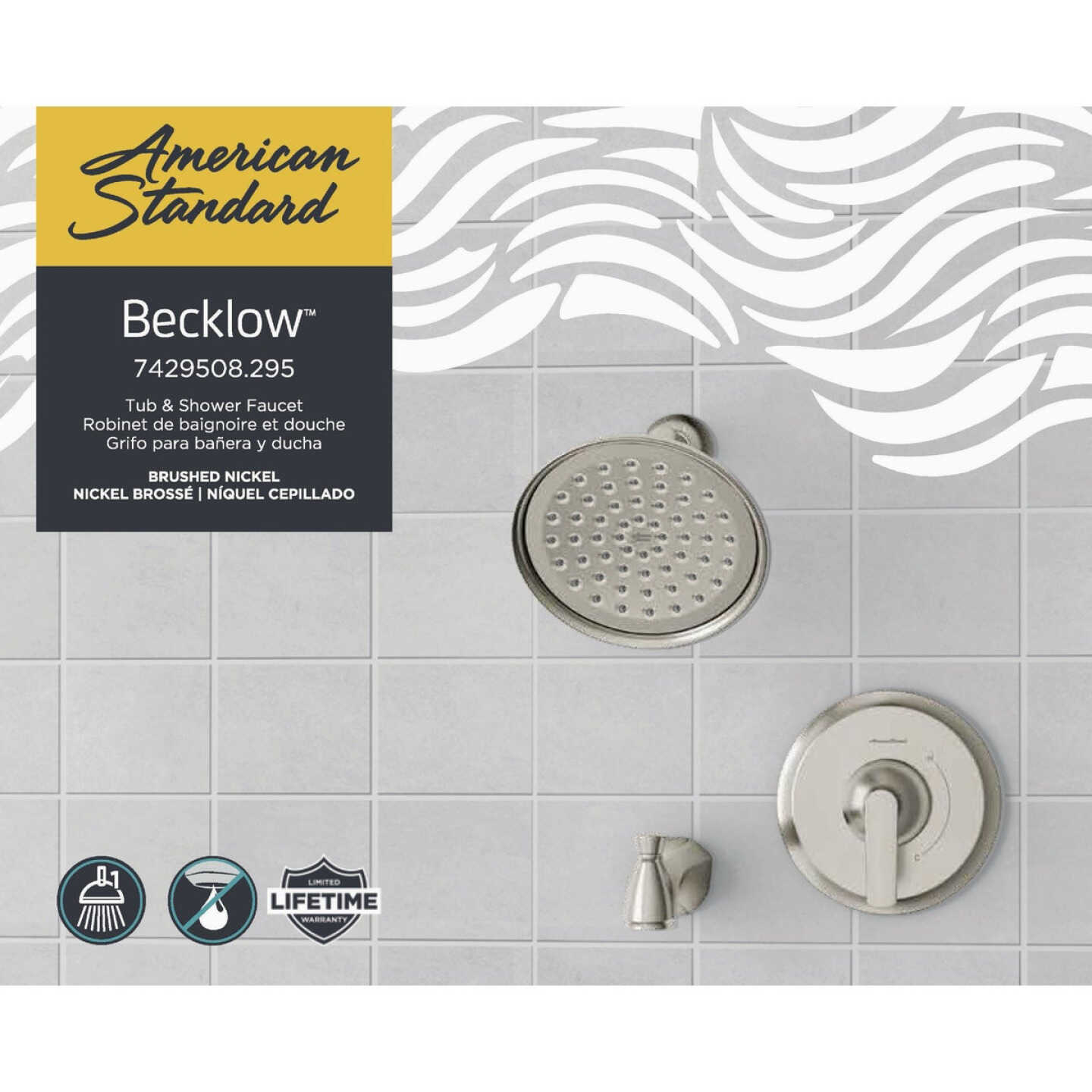 American Standard Becklow Brushed Nickel Single-Handle Lever Tub & Shower Faucet Image 5