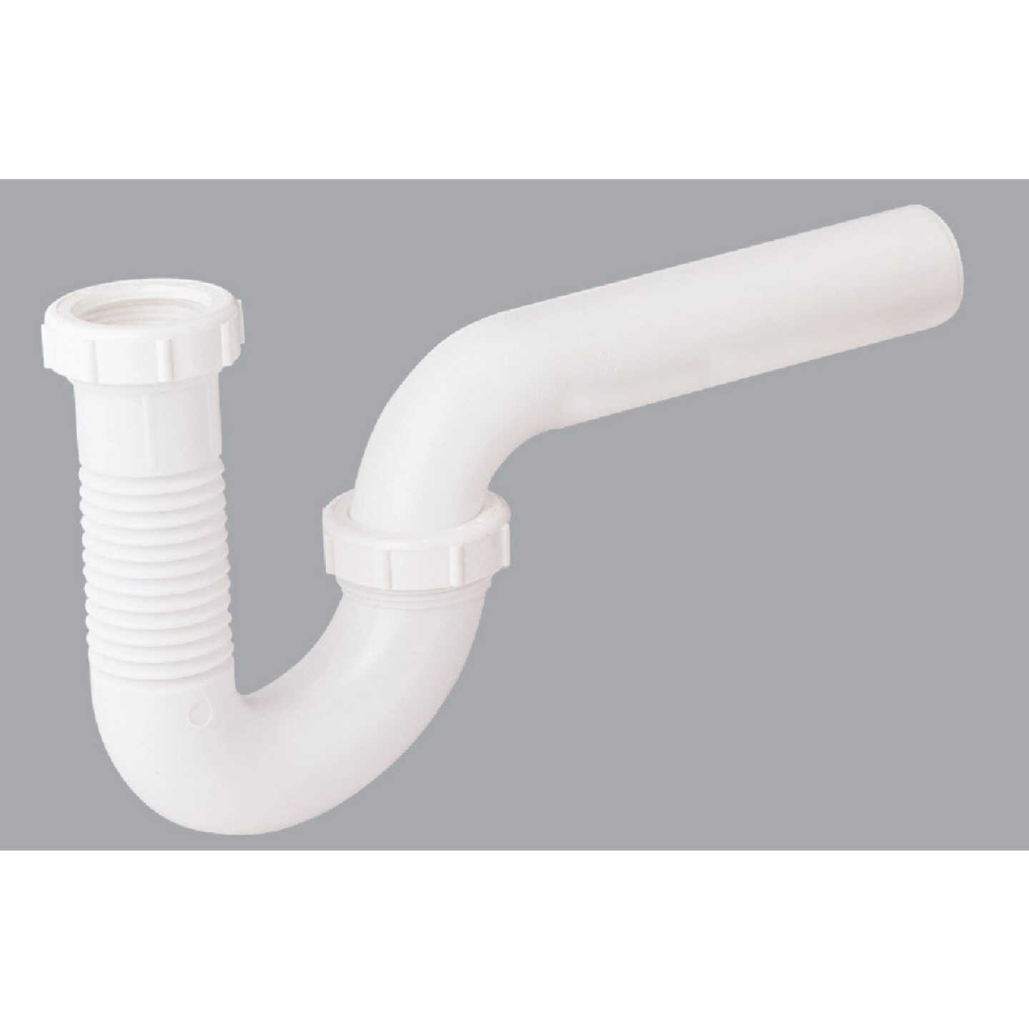 Do it Best 1-1/2 In., 1-1/4 In. White Plastic Flexible P-Trap Image 1