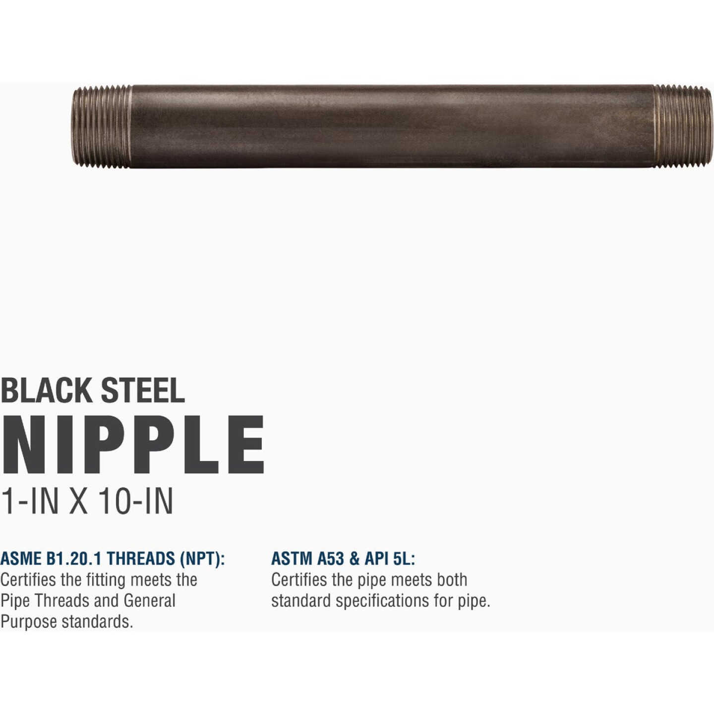 Southland 1 In. x 10 In. Black Steel Schedule 40 Nipple Image 5