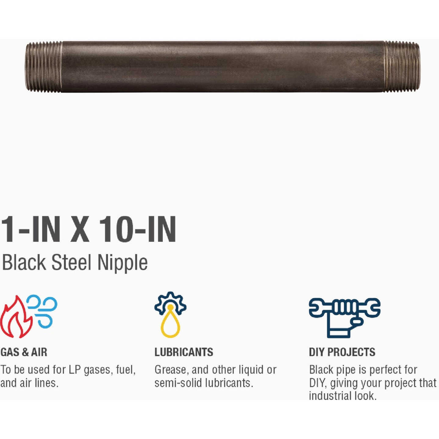 Southland 1 In. x 10 In. Black Steel Schedule 40 Nipple Image 4
