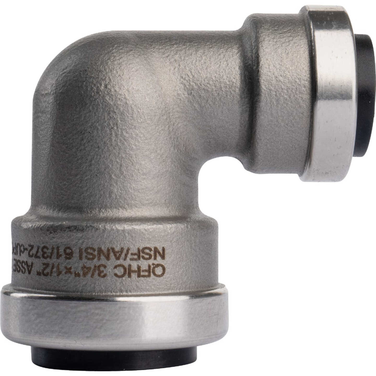 QuickFitting 3/4 In. x 1/2 In. Push-to-Connect Stainless Steel 90-Degree Reducing Elbow Image 1