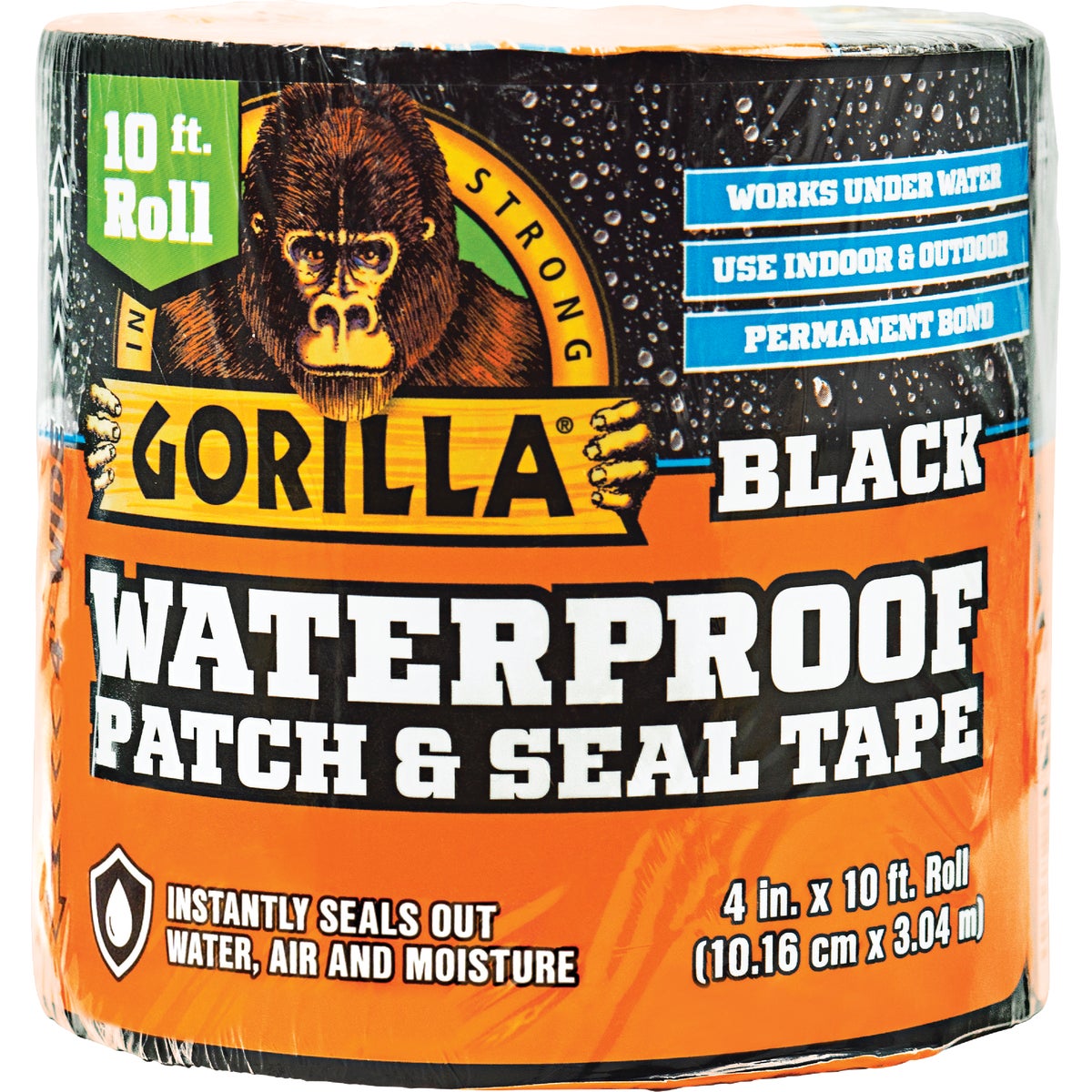 Gorilla 4 In. x 10 Ft. Waterproof Patch & Seal Repair Tape, Black