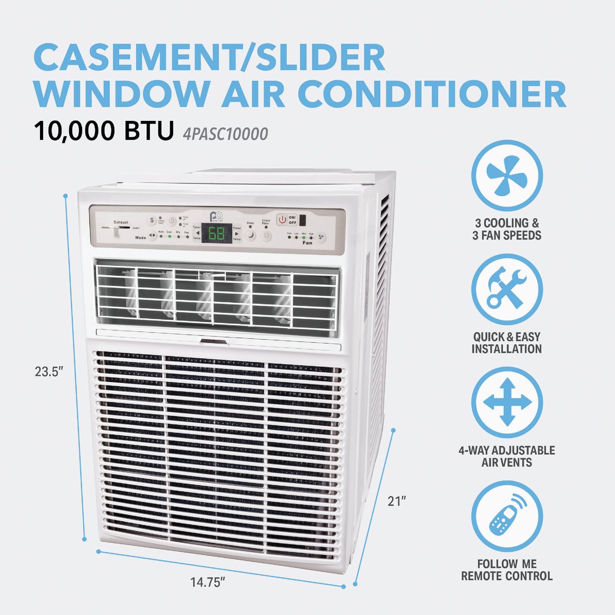 Perfect Aire 10,000 BTU 450 Sq. Ft. Slider Or Casement Window Air Conditioner with Remote Control Image 6