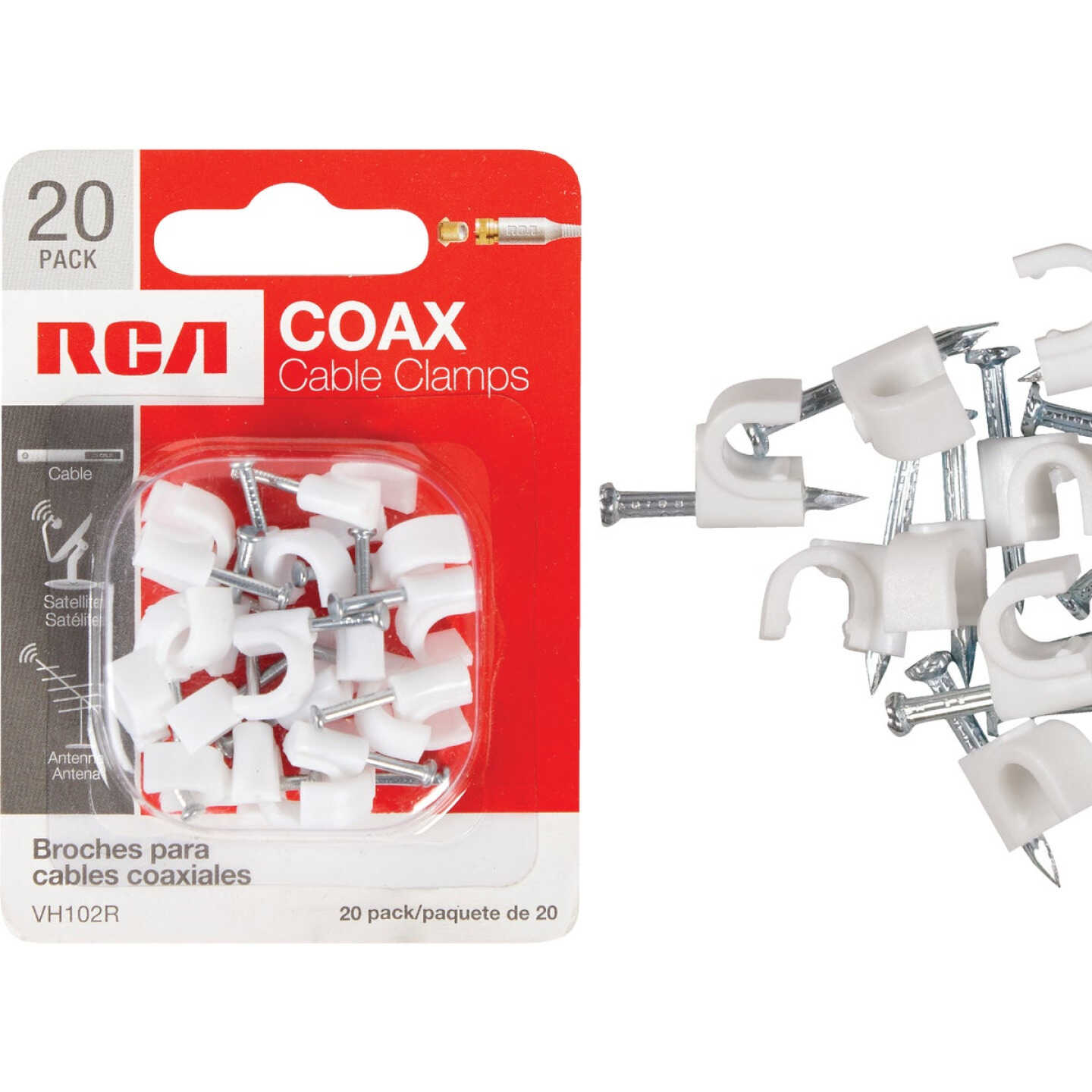 RCA White RG6 or RG59 Nail-In Coaxial Staple (20-Count) Image 1