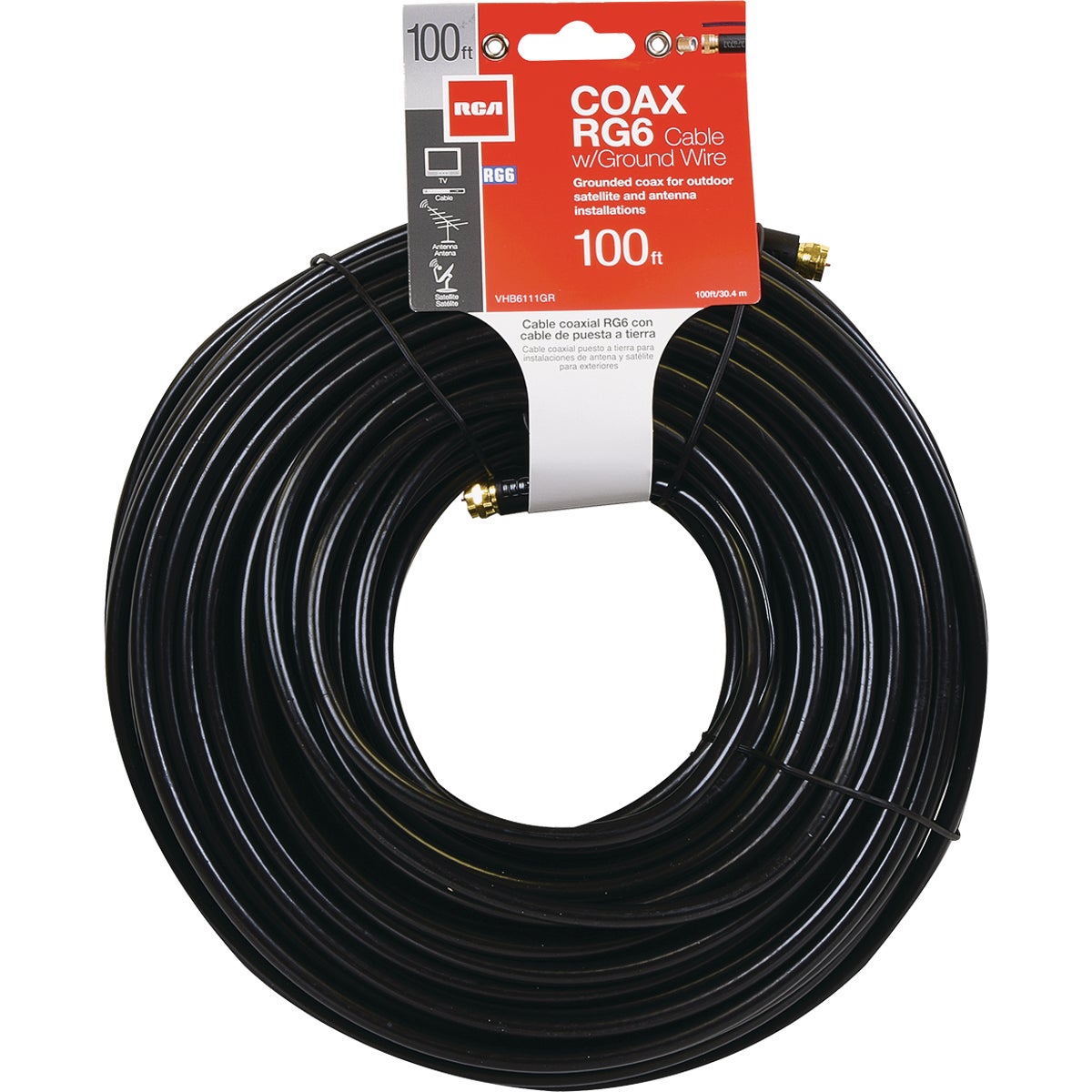RCA 100 Ft. Black Digital RG6 Coaxial Cable Image 2