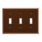 Leviton 3-Gang Plastic Toggle Switch Wall Plate, Brown Image 1