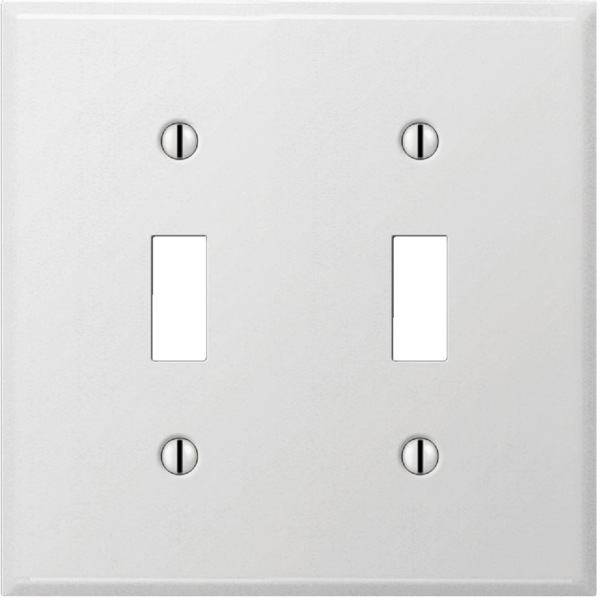 Amerelle PRO 2-Gang Stamped Steel Toggle Switch Wall Plate, Smooth White Image 1