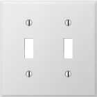 Amerelle PRO 2-Gang Stamped Steel Toggle Switch Wall Plate, Smooth White Image 1