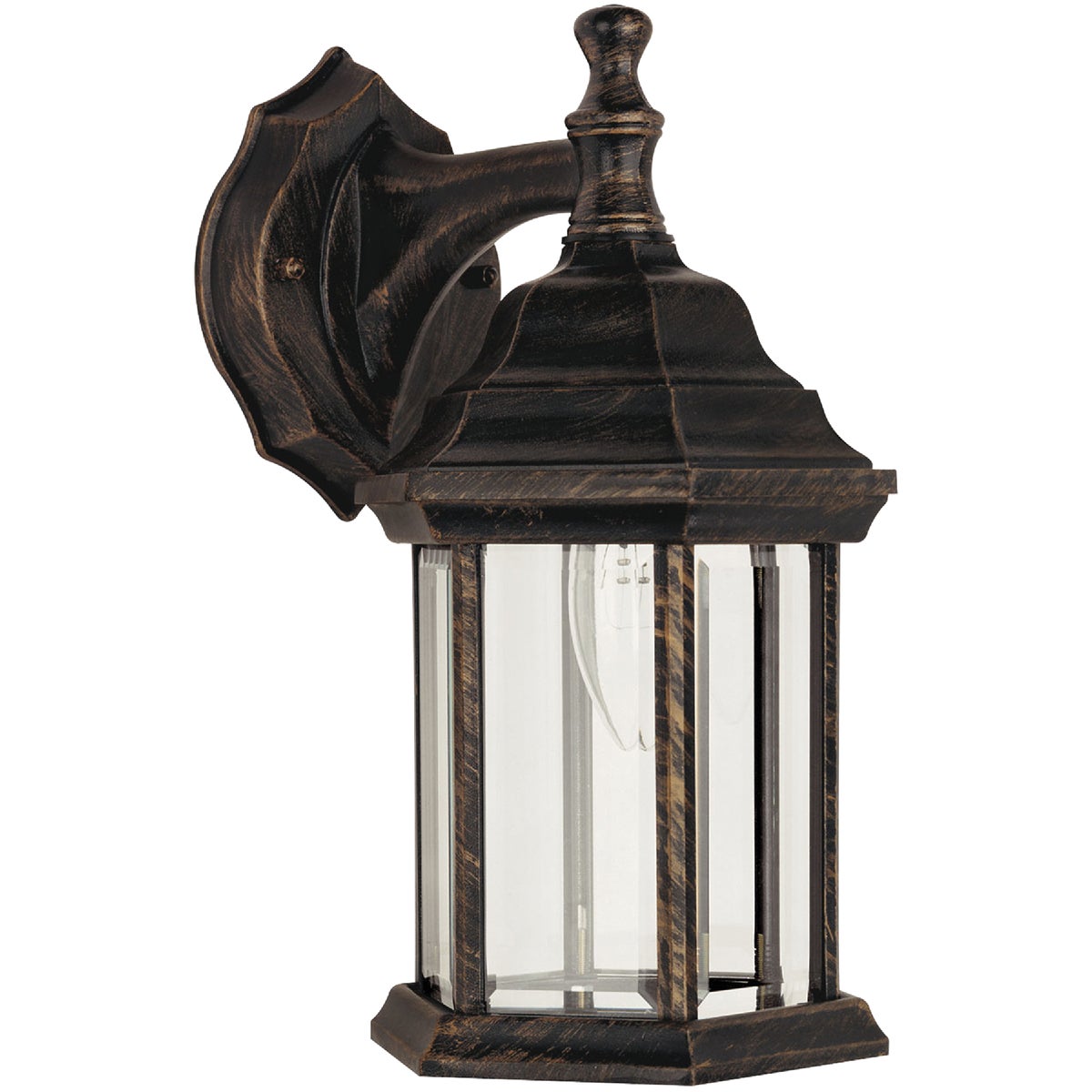 Canarm Antique Black with Gold Highlights Incandescent Type A Outdoor Wall Light Fixture