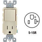 Leviton Decora Almond 15A Switch & Outlet Image 1