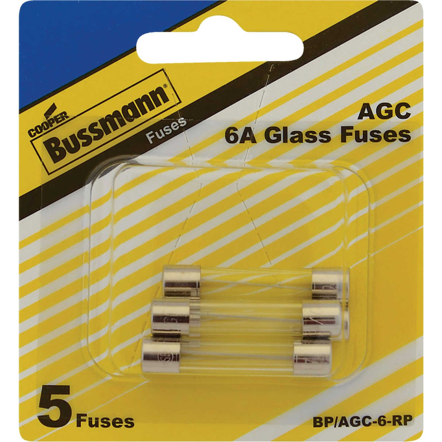 Bussmann 6A AGC Glass Tube Electronic Fuse (5-Pack) Image 1