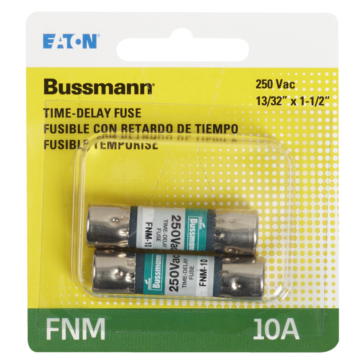 Bussmann 10A Fusetron FNM Cartridge General Purpose Time Delay Cartridge Fuse (2-Pack) Image 2